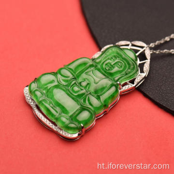 Jadeite Jade deyès nan Mercy Pendant